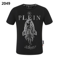 เสื้อยืดคุณภาพสูงผู้ชาย Philipp Plein ลายผ้าฝ้ายแขนสั้นเพชรเสื้อยืด PP สุดเท่