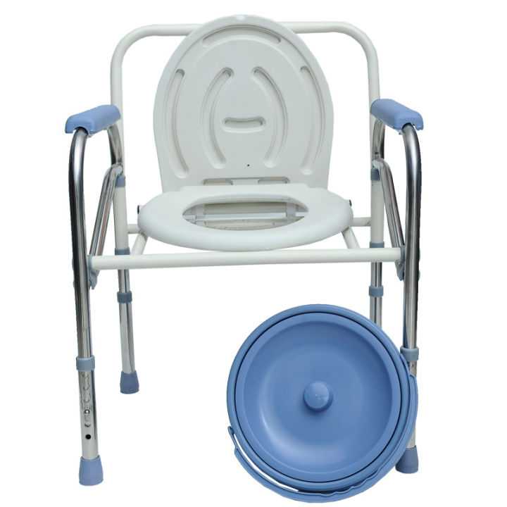 เก้าอี้นั่งถ่าย-สุขภัณฑ์เคลื่อนที่-เก้าอี้ผู้ป่วย-เก้าอี้นั่งถ่ายสำหรับผู้ป่วยอาบน้ำ-อลูมิเนียม-2-in-1-พับได้-สุขาคนป่วย-ส้วมผู้ป่วย