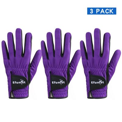 ▩✁✹ Efunist Golf Gloves Men Left Hand Breathable Purple 3D Performance Mesh Non slip Micro Fiber Men 39;s Golf Glove All Weather Grip