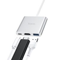 Type-c Hub อแดปเตอร์ฮับ แปลง USB-C ตัวผู้ เป็น USB-C ตัวเมีย HDMI USB 3.0 USB C Hub, Docking Station, 3-in-1 Type C Hub with 4K HDMI Port,1 USB, 20W PD USB-C Power Delivery, for MacBook and Other Type C Laptops