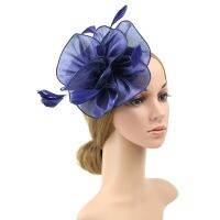 16สีผู้หญิงขนาดใหญ่ Ruffles ดอกไม้ Fascinator หมวก Vintage สีทึบ Multi Fea