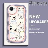 เคส Chenyyka สำหรับ Realme C30s C30 Narzo 50i Prime เคสลายการ์ตูนน่ารักลายกระต่ายขอบครีมกันกระแทกแบบใสนิ่มเคสมือถือโปร่งใสลายกล้องถ่ายรูปสร้างสรรค์เรียบง่ายอ่อนโยนป้องกัน