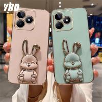 ดีไซน์ใหม่ YBD สำหรับ OPPO เคส C51 C53 Realme หรูหรา3D สเตอริโอยืนด้วยไฟฟ้ากระต่ายยิ้มเคสโทรศัพท์เรียบแฟชั่นน่ารักเคสนิ่ม