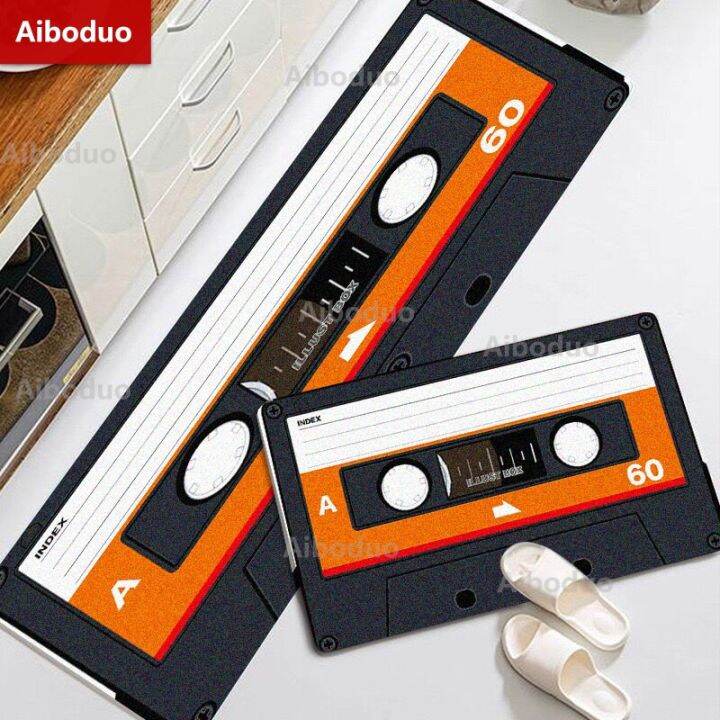 diy-retro-cassette-fashion-simple-nordic-style-kitchen-mat-floor-carpet-house-hold-carpet-long-strip-door-mat-modern-home-decor