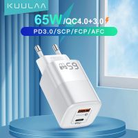 ร้อน hanoe413 - / KUULAA 65W GaN Charger Quick Charge 4.0 3.0 Type C PD Caricario USB ต่อ iPhone 14 13 12 Pro Max Rapido ต่อแล็ปท็อป PD Charger