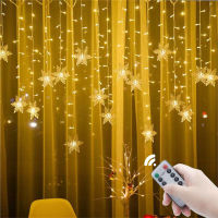 Christmas Lights Snowflake Garland Curtain Led Fairy String Lights Festoon Decor For Holiday 2023 New Year Navidad Decorations