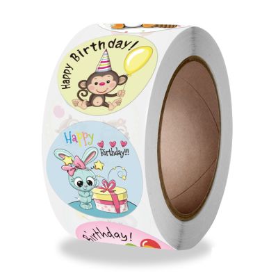 hot！【DT】✓▪❀  100-500pcs  Happy Birthday  Sticker Envelope Label Color