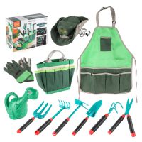 11 Pieces Kids Gardening Tool Set Mini Children Planting Play Dress Up Apron Hat Gloves Bag Watering Toy Party