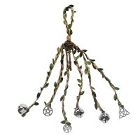 Witches Bells for Door Protection Celtic Door Bells for Porch Garden Window Decoration Green Leaves Tree of Life