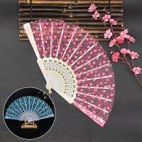 Vintage Chinese Folding Fan Court Dance Hand Fan Flower Pattern Art Craft Girls Women Photo Props Wedding Party Gift