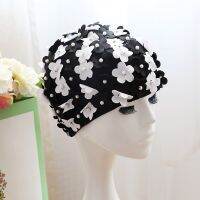 Fashion Women Bath Hat Daisy Flower Pattern Printing Bonnet Nightcap Double Layer Ruched Head Wrap Elastic Sleep Cap Swim CapsTH