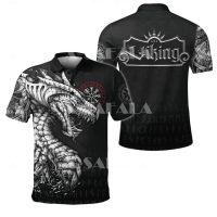 Viking Raven Moon Tattoo Odin Angry Dragon ​3D Printed Men Women Thin Polo Shirt Collar Short Sleeve Street Wear Casual Tee-1