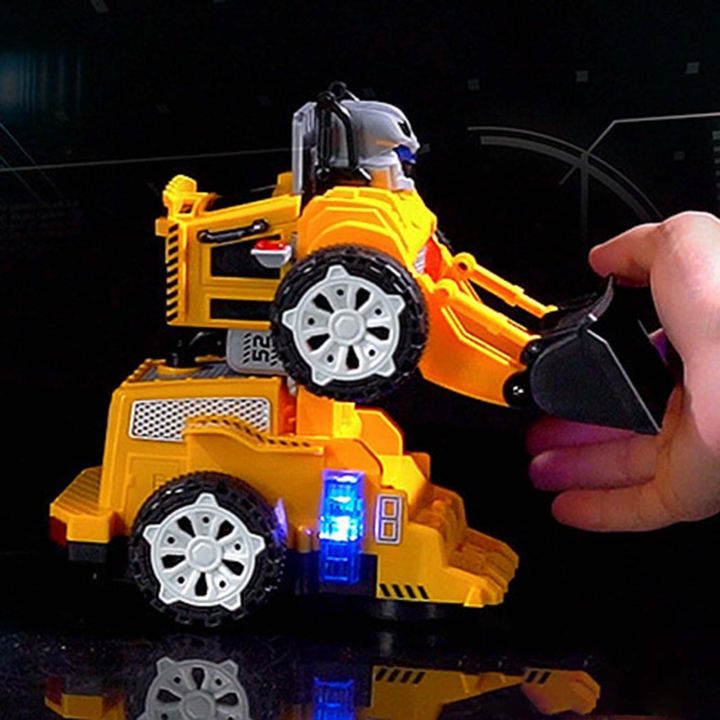 ของเล่นของเล่นไขลานรถวิศวกรรมยานยนต์แปลงร่างอัตโนมัติพร้อมไฟเสียงสำหรับรถเด็กการศึกษาก่อนวัย