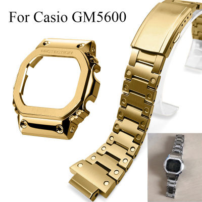 สแตนเลสสตีลสายนาฬิกา Bezel สำหรับ Casio GM-5600 Small Square Series นาฬิกาโลหะอุปกรณ์เสริมสำหรับ Gshock GM5600B Mod หรูหราผู้ชายผู้หญิง Refit
