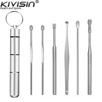 6pcs/7pcs Ear Wax Cleaning Tool Stainless Steel Earpick Sticks Earwax Remover Curette Ear Cleanser Spoon for Ear Care and Clean