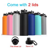 Custom 18Oz 32Oz 40Oz Large Capacity Vacuum Water Bottle With 2 Lids Stainless Steel Wide Mouth Hydroes Thermal Thermos Flask