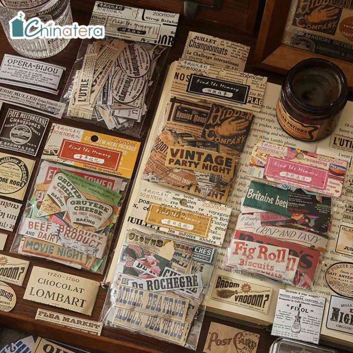 100Pcs Vintage Aesthetic Old Time Retro Stickers Scrapbook Bottle Journal  Decals