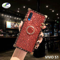 JieFie เคสสำหรับ VIVO มือถือเพชรสี่เหลี่ยมแวววาว S1 / S1 ProSoft Back ขอบแข็งที่ป้องกันคลุมหลังเต็มขาตั้งเคสที่มีห่วง