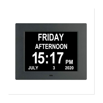 8 inch Alarm -Dementia Clock with Custom Reminders&amp;Remote Control Clock with Date Helps Memory Loss/Alzheimers-EU Plug