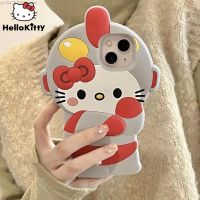 {Doudou Plush} Sanrio Hello Kitty 3D การ์ตูนอนิเมะซูเปอร์แมนเคส iPhone 11 12 13 14 Pro Max กรอบซิลิโคนกันแดดป้องกันปลอกน่ารัก