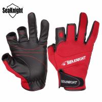 SeaKnight SK03 Sport Winter Fishing Gloves 1Pair/Lot 3 Half-Finger  Leather Breathable Gloves  Neoprene &amp; PU Fishing Equipment