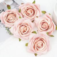 【CC】 5pcs Pink Artificial Silk Flowers Heads for Wedding Birthday Decoration Fake Scrapbook Wreath Accessories