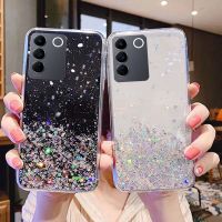 VivoV27e V27e เคสสำหรับ Vivo 4G 2023 Starry Sky ฟอยล์สีเงินแวววาวอีพ็อกซี่แวววาว TPU นุ่มเคสใส่โทรศัพท์ขอบโปร่งใสฝาหลังเคสกันกระแทกมือถือกันตก