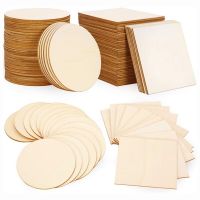 20/40/50 Pcs 100mm Wooden Pieces Slices Wood Round Square for Children DIY Painted Wood Chip Wedding Household Decoration Board Clips Pins Tacks