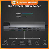 Hub Converter อลูมิเนียมอัลลอยด์4K 30Hz Hd Usb 3.0แบบพกพา8-In-1 USB-C อะแดปเตอร์หลายพอร์ตสำหรับแล็ปท็อป