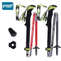 1pc PIONEER Carbon Fiber Folding Walking Stick 5 sections Adjustable Lightweight Mountain-climbing Crutch Outdoor Hiking