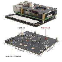 X876 M.2 NVME SSD Expansion Board+X732 Power Expansion Board with X863-C1 Metal Shell+Cooling Fan for Raspberry Pi 4B