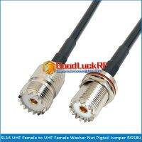 ۩ Dual SL16 UHF Female To UHF Female O-ring Bulkhead Washer Nut Connector Pigtail Jumper RG-58 RG58 3D-FB Extend cable PL259 SO239