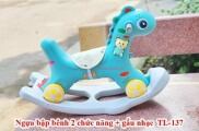 NGỰA BẬP BÊNH ĐA NĂNG CÓ GẤU NHẠC, BÁNH XE CÓ ĐÈN