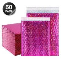 50Pcs Mailer Poly Bubble Laser Rose Red Padded Mailing Envelopes for Mailer Gift Packaging Self Seal Bag Bubble Padding Envelope