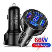 Điện Áp Hiển Thị 66W Sạc Điện Dùng Trên Xe Hơi 4 Cổng USB Sạc Nhanh Sạc