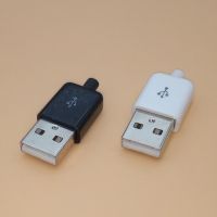 【Hot-Selling】 Hiba eStore 10ชิ้น Diy USB ชายเชื่อมต่อ2.0เสียบ4ขา Type A ส่วนประกอบสีขาวสีดำฝาครอบพลาสติก