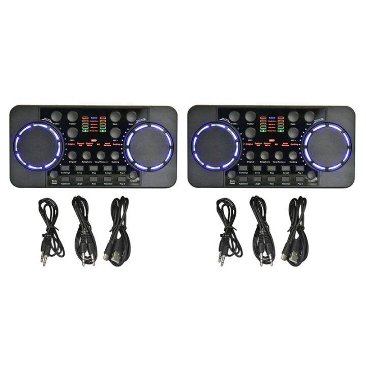 2X V300 PRO Sound Card 10 Sound Effects Bluetooth Noise Reduction Audio Mixers Headset Mic Voice