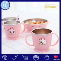 Edison Frist Training Stainless Double Handle  Cup แก้วน้ำเด็กหัดยกดื่ม สแตนเลส 2 หูจับ มีฝาปิด [MADE IN KOREA]