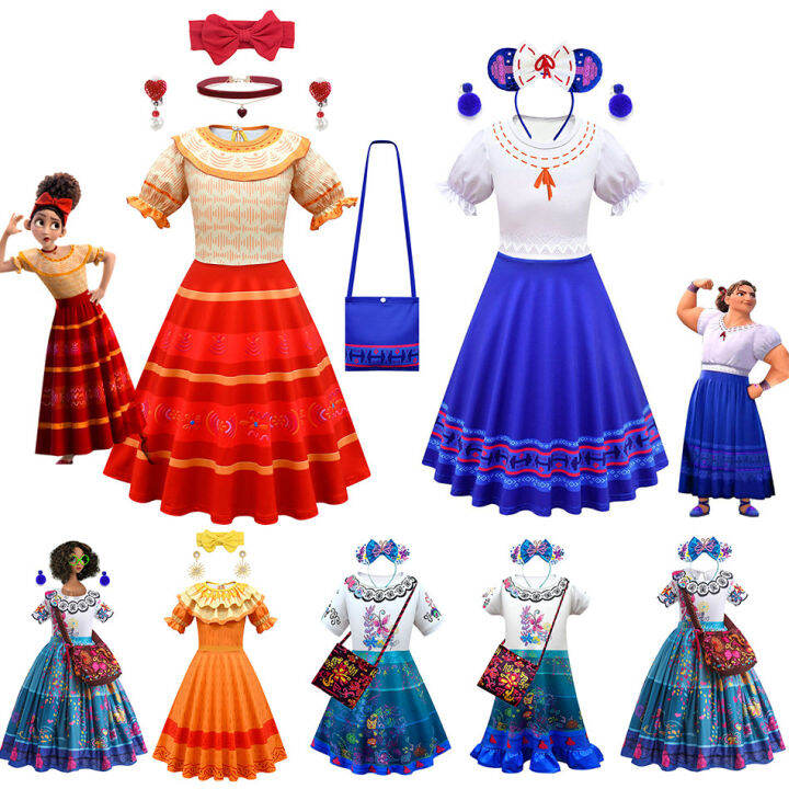 Encanto Mirabel Madrigal Dress For Girls - Kids Princess Costume With Bag - Halloween