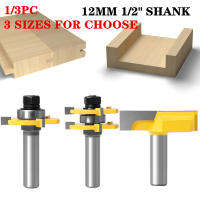 13Pcs 12Mm 12 "Shank Tongue &amp; Groove Router Bit ชุดเครื่องมือพร้อมบิตทำความสะอาดด้านล่าง-เหล็กแข็ง Woodworking Mill Bit