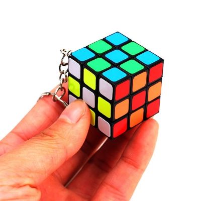 3x3x3 Mini Magic Cube Key Ring Brain Teaser Puzzle Toy Key Chain Transparent Colorful Stress Speed Magnetic Neo Cube Magic Toy