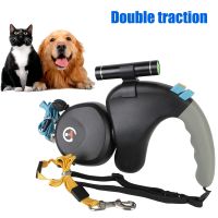 Dual Dog Rope Leash Rotation Pet Rope Retractable Pet Supplies Pet Traction Rope Belt for 2 Dogs Walking Double with Light