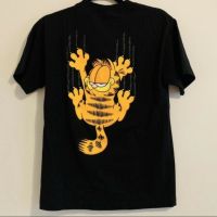 ร้อย x Garfield Scratch Mens สีดำขนาดเล็ก Graphic Tee S/S เสื้อยืด EUC