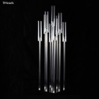 2/5/10 pcs Acrylic Candelabra 9 Heads Candle Holders Wedding Candlesticks Table Centerpieces Flower Stand Holder Big Candelabrum