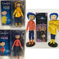 NECA รูป Coraline ตุ๊กตาก้องอะนิเมะรูปเสื้อกันฝนเสื้อกันหนาวในเสื้อลายของเล่น LA สาวตกแต่งรุ่น Bithday ของขวัญ