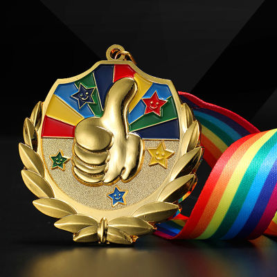 Customized Creative Thumbs Medal Listing Gold, Silver, Bronze Honor Childrens Student Games Competition Trophy Tag Souvenir