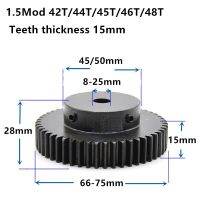 1.5ม. 42ตัน44T 45T 46T 48T 48T ความถี่สูงเกียร์เฟืองฟันเฟือง1.5mod กว้าง15มม. แร็คเกียร์45กระบอกสูบมีร่อง8-25มม. Cnc