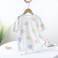 【Ready】? Summer baby nightgown with three-quarter sleeves for boys and girls Thin one-piece pajamas Childrens bamboo fiber home clothes underwear