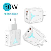 [KOLT Digital] 30W USB Type C Fast Charger Quick Charge4.0 QC3.0 PD20W Dual Port อะแดปเตอร์พกพาสำหรับ IPhone 13 12 IPad Xiaomi Wall Chargers