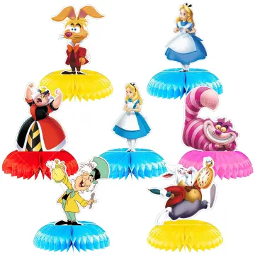 Alice in Wonderland Party Supplies for 10 People Birthday Tableware Set  Plate Balloon Stickers with Rabbit Cheshire Cat Decor